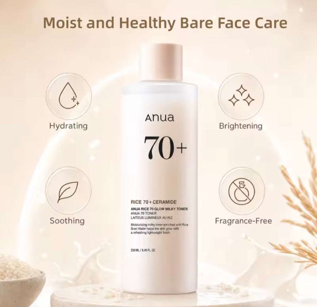 Anua Aqua Rice Milky Glow Toner 250ml